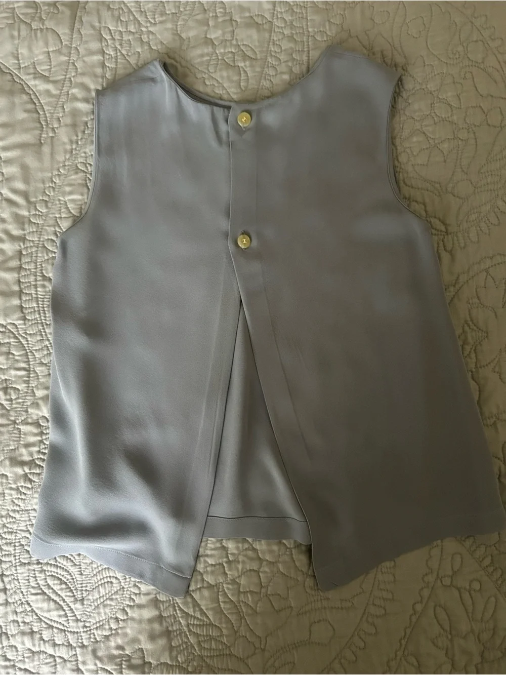 CHANEL Pale Blue-Gray Sleeveless Silk Tank